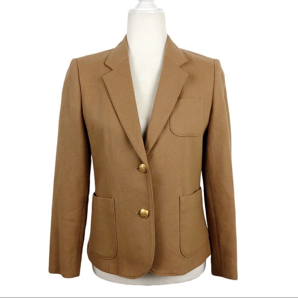 Epitome wool Single Breasted Blazer 2 Gold buttons Tan Size 10 Career Neutral
